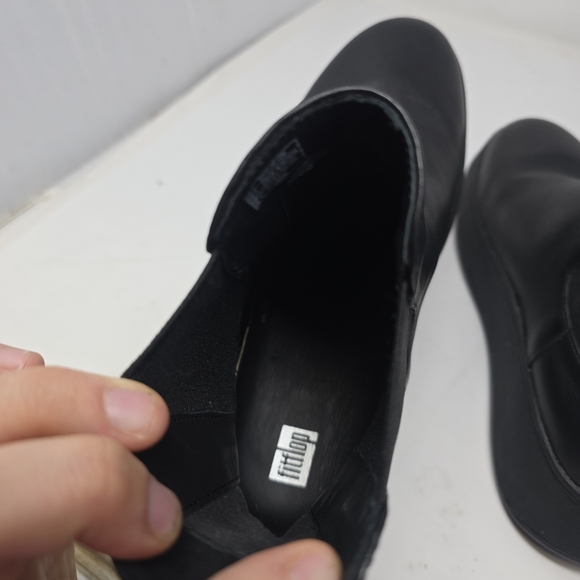 Fitflop Womens Size 9 Black F Mode Chelsea Leather Pull On Ankle Boots Flatform - Picture 10 of 13